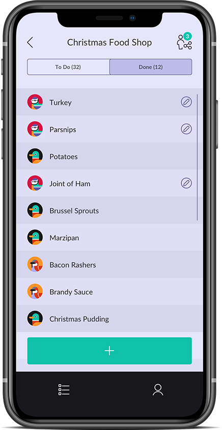 Screenshot of a list made on the TwoCan app